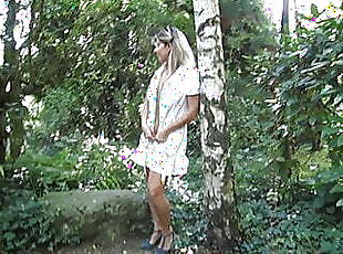 The beautiful Lisa walks in the forest