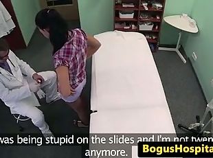 Patient fingers nurse before doctor fucks pussy